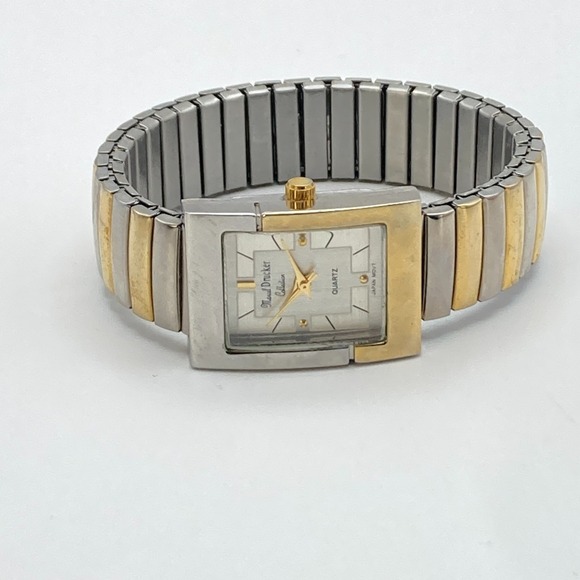 Vtg Marcel Drucker Womens Watch Tank Gold Silver Tone New Battery SMALL 5.75\